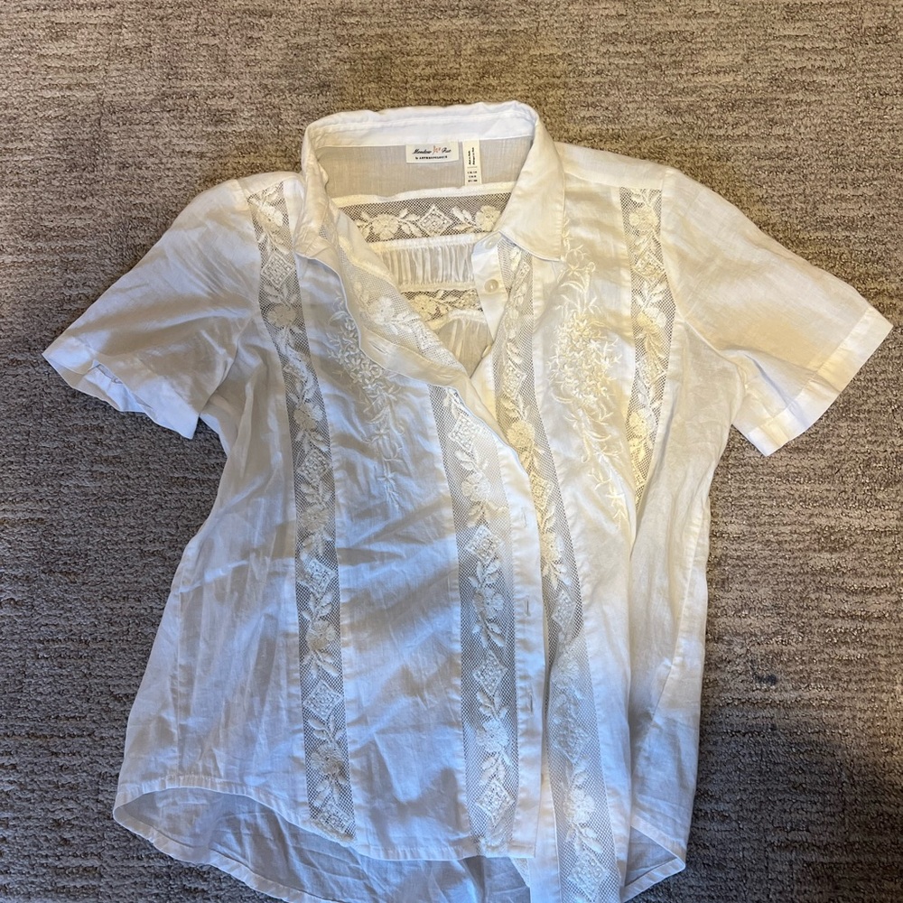 Anthropologie Meadow Rue White Blouse